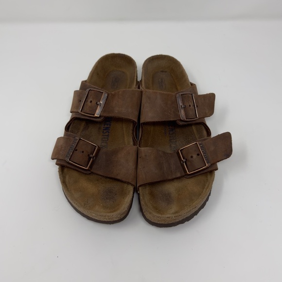 Birkenstock Arizona Brown Oiled Leather Sandals Narrow - Picture 2 of 8
